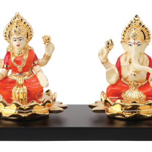 4 Pearl White Kamal Ganesha and Laxmi With Base